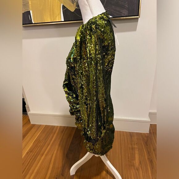 Zara green sequin dress, size XS NWT - Picture 6 of 11